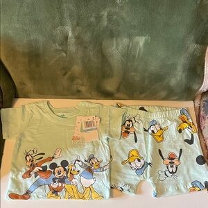 Disney Kids Pajama Set - Mint Green with Mickey & Friends